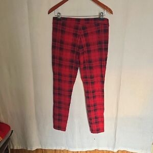 Memoi Red Black Plaid Legging Pants Size Medium/Large